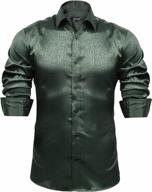 men's shiny satin luxury jacquard business casual long sleeve button down shirt by alizeal logo