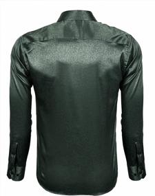 img 2 attached to Men'S Shiny Satin Luxury Jacquard Business Casual Long Sleeve Button Down Shirt By Alizeal