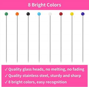 img 2 attached to 800Pcs Sewing Pins For Fabric - Cuttte 8 Boxes Straight Pins With Colored Ball Glass Heads, 1.5Inch Long, Quilting Pins For Sewing, Fabric Pins For Crafts Dressmaker DIY Decoration, Multicolor