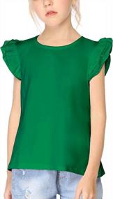 img 4 attached to Arshiner Girls Ruffle Sleeve Cute T-Shirt Stretchy Tunic Tank Top School Blouse