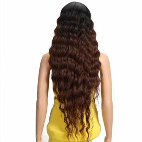 img 3 attached to Joedir Lace Front Wigs 30'' Long Wavy Synthetic Wigs Ombre Black To Brown For Women 130% Density Wigs(TT1B/33)