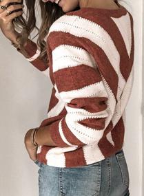 img 3 attached to Women'S Striped V-Neck Color Block Sweater - Long Sleeve Knitted Pullover In Sizes S-2XL By Elapsy