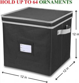 img 3 attached to 64-Piece Christmas Ornament Storage Box With Dividers, Durable 600D Oxford Container Organizer For Holiday Decorations, Black