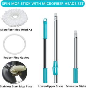 img 2 attached to 🧹 Tsmine Microfiber Wet Dry Mop with Extended Pole Handle - Ideal for Commercial & Household Hardwood Floor Cleaning, Includes 2 Replacement Refills