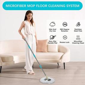 img 3 attached to 🧹 Tsmine Microfiber Wet Dry Mop with Extended Pole Handle - Ideal for Commercial & Household Hardwood Floor Cleaning, Includes 2 Replacement Refills