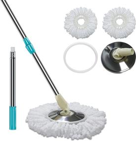 img 4 attached to 🧹 Tsmine Microfiber Wet Dry Mop with Extended Pole Handle - Ideal for Commercial & Household Hardwood Floor Cleaning, Includes 2 Replacement Refills