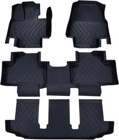 img 4 attached to 🚗 WQHPSM Custom Fit Floor Mats for Toyota Highlander 2020-2022 7 Seats - All Weather Guard Full Coverage Waterproof TPE Rubber Car Floor Liners, 3 Row Full Set in Black