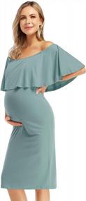 img 3 attached to Stylish Off-Shoulder Maternity Maxi Dress For Women By Coolmee