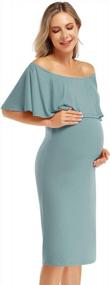 img 1 attached to Stylish Off-Shoulder Maternity Maxi Dress For Women By Coolmee