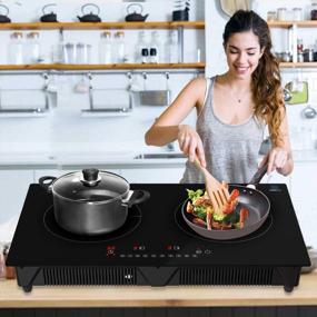 img 1 attached to Cheftop Induction Cooktop Portable Induction Burners 120V Digital Ceramic Top With Kids Safety Lock ,1800 Watt, Touch Sensor Control Multiple Cooking Zones & Levels (Double Burner)