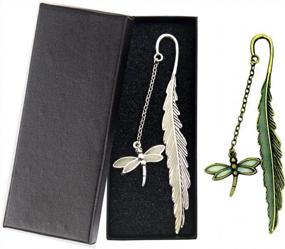 img 4 attached to Glow In The Dark Dragonfly Bookmarks: Vintage Feather Metal, Unique Gift For Men And Women - 2 Pack