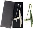 glow in the dark dragonfly bookmarks: vintage feather metal, unique gift for men and women - 2 pack logo