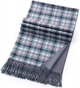 img 3 attached to Lusm Women'S Houndstooth Plaid Scarf Winter Fashion Warm Cashmere Feel Large Shawl Wraps Oversized Blanket - Pink Grey
