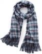 lusm women's houndstooth plaid scarf winter fashion warm cashmere feel large shawl wraps oversized blanket - pink grey logo