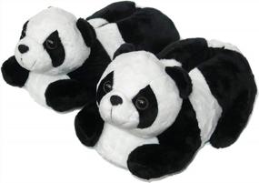 img 4 attached to Fuzzy Indoor Panda And Cow Plush Slippers For Women, Men, Boys, Girls, And Kids - Perfect For Winter, By Onmygogo