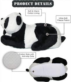 img 2 attached to Fuzzy Indoor Panda And Cow Plush Slippers For Women, Men, Boys, Girls, And Kids - Perfect For Winter, By Onmygogo