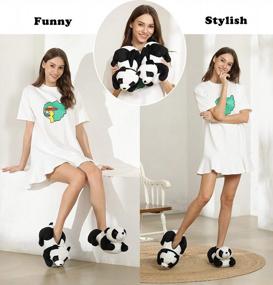 img 1 attached to Fuzzy Indoor Panda And Cow Plush Slippers For Women, Men, Boys, Girls, And Kids - Perfect For Winter, By Onmygogo