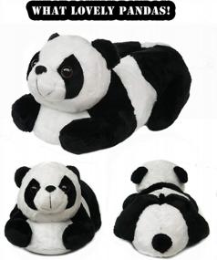 img 3 attached to Fuzzy Indoor Panda And Cow Plush Slippers For Women, Men, Boys, Girls, And Kids - Perfect For Winter, By Onmygogo