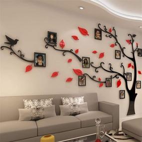 img 4 attached to Beddinginn 3D Family Tree Picture Frame，Tree Wall Decals，Family Picture Frame Collages For Wall And Living Room 90×68 Inches (Red Leaves Right,，Large)