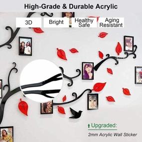 img 1 attached to Beddinginn 3D Family Tree Picture Frame，Tree Wall Decals，Family Picture Frame Collages For Wall And Living Room 90×68 Inches (Red Leaves Right,，Large)