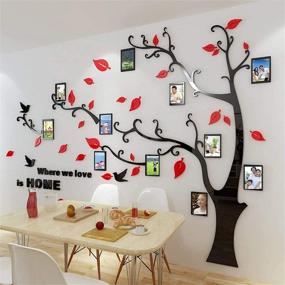 img 3 attached to Beddinginn 3D Family Tree Picture Frame，Tree Wall Decals，Family Picture Frame Collages For Wall And Living Room 90×68 Inches (Red Leaves Right,，Large)