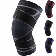 compression knee brace with strap - support for meniscus tear, arthritis, pain relief and post-surgery recovery for basketball, running, mcl and crossfit sports logo