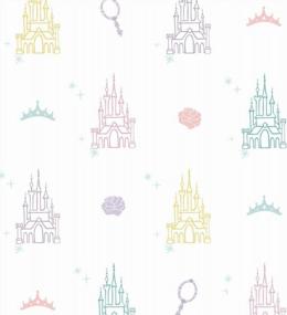 img 1 attached to Disney Princess Castle Peel And Stick Wallpaper In White And Purple - RoomMates RMK11780RL