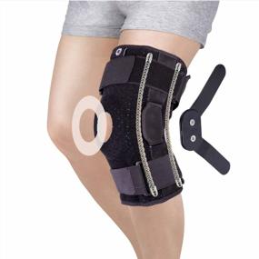 img 4 attached to DRWELLAND Hinged Knee Brace Support - Adjustable Straps & Side Stabilizers - Open Patella Compression Support For Or Knee Stability & Recovery Aid - Arthritis, ACL, LCL, MCL, Meniscus Tears, Tendon