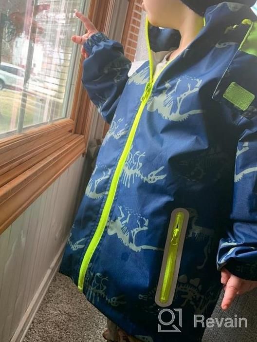 img 1 attached to Waterproof Boys Rain Jacket - Lightweight Zipper Hoodies W/ Dinosaurs Design For Kids Outerwear review by Ken Kowal