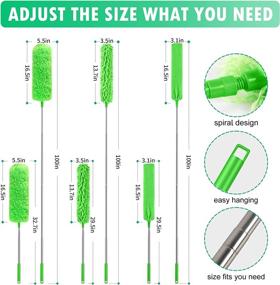 img 2 attached to Green Microfiber Duster with Bendable Extension Pole (30 to 100 inches) - Ideal for Cleaning High Ceilings, Ceiling Fans, Furniture, Blinds, and Cars - Washable and Reusable, NaHous