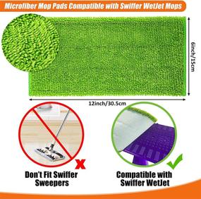 img 3 attached to Gandeer 12-Piece Microfiber Mop Pads - Compatible with Swiffer Wet Jet Mop, Reusable Wet & Dry Floor Cleaning Pads, Washable Mop Refills for Hardwood Tile Floors