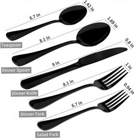 img 1 attached to Aisoso 20 Piece Black Silverware Set - Stainless Steel Flatware Cutlery With Mirror Finish For Service Of 4, Dishwasher Safe For Home, Kitchen And Restaurant Use