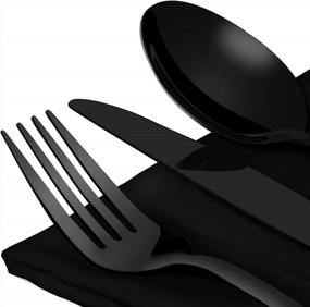 img 2 attached to Aisoso 20 Piece Black Silverware Set - Stainless Steel Flatware Cutlery With Mirror Finish For Service Of 4, Dishwasher Safe For Home, Kitchen And Restaurant Use
