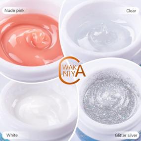 img 2 attached to Wakaniya UV Gel Builder Kit - 4 Colors Set For Nail Extension With Clear, White, Glitter, And Silver Hard Gel, Including Gel Nail Forms And Brush- Perfect For DIY Nail Art Beginners
