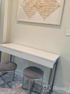 img 1 attached to Glossy White Vanity Desk By GreenForest With 2 Drawers, Modern Style Console Table For Bedroom, Home Office, & Makeup Station - 47" With Gold Metal Legs (Mirror Not Included) review by David Hodgson
