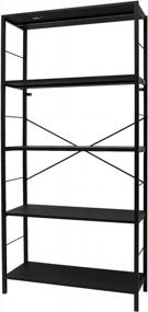 img 2 attached to 5-Tier Rustic Bookcase With 64 Inches Of Shelving - EHemco, Black