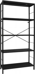 img 3 attached to 5-Tier Rustic Bookcase With 64 Inches Of Shelving - EHemco, Black