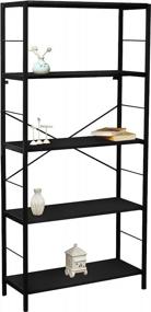 img 4 attached to 5-Tier Rustic Bookcase With 64 Inches Of Shelving - EHemco, Black
