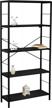 5-tier rustic bookcase with 64 inches of shelving - ehemco, black logo
