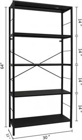 img 1 attached to 5-Tier Rustic Bookcase With 64 Inches Of Shelving - EHemco, Black