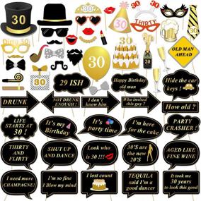 img 4 attached to 30Th Birthday Party Photo Booth Props (52Pcs) For Her Him Dirty Thirty 30Th Birthday Gold And Black Decorations, Konsait Big 30 Birthday Party Supplies For Men And Women