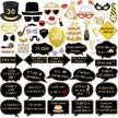 30th birthday party photo booth props (52pcs) for her him dirty thirty 30th birthday gold and black decorations, konsait big 30 birthday party supplies for men and women logo