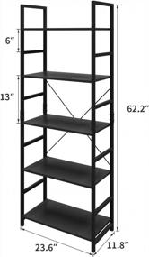 img 3 attached to 5-уровневая промышленная книжная полка | Органайзер для хранения с деревянным и металлическим каркасом для спальни, гостиной и домашнего офиса