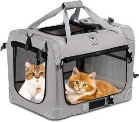 img 4 attached to 🐾 Portable Extra Large Cat Carrier - Collapsible, Ventilated, Soft Sided for Dogs and 2 Cats - Ideal for Travel, Indoor & Outdoor Use