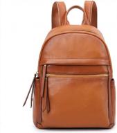 kattee genuine leather backpack purse for women multi-functional elegant daypack soft leather shoulder bag office, shopping, trip - brown logo