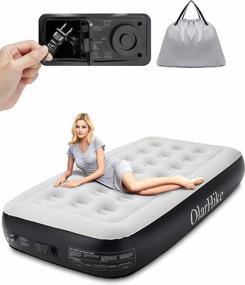 img 4 attached to Ultimate Comfort: OlarHike Twin Air Mattress With High-Speed Built-In Pump, Durable Inflatable Blow-Up Bed For Camping, Travel, Guests, And Indoor Use - With Bonus Storage Bag And Accessories