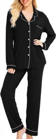 img 4 attached to SWOMOG Cozy Women'S Button Down Pajama Set For Comfortable Nighttime Relaxation