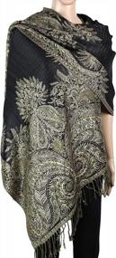 img 3 attached to Double-Layered Jacquard Paisley Pashmina Shawl With Luxurious Design
