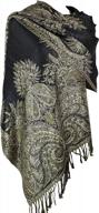 double-layered jacquard paisley pashmina shawl with luxurious design logo
