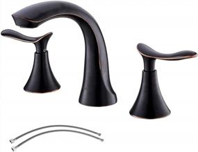 img 4 attached to Comllen Oil Rubbed Bronze 8 Inch Lavatory Widespread Bathroom Faucet With Antique Solid Brass Finish - Stylish Sink Faucet Ideal For Modern Bathrooms, Pop Up Drain Not Included